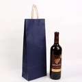 Bolsa de regalo para vino en papel kraft azul oscuro con asa resistente y botella de vino - Azul oscuro