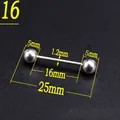 Macro detail of a punk-style stainless steel barbell nail piercing with size measurements - Tongue Ring/Straight/5mm Ball