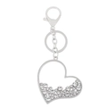 Rhinestone heart keychain in silver alloy with sparkling crystals and lobster clasp - Silver