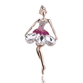 Ballerina brooch in rose gold finish with pink crystals and pearls for women - Pink Ballet Girl