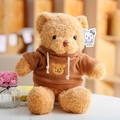 Oso de peluche marrón claro con sudadera con capucha marrón oscuro regalo para niña - Oso Con Sudadera Marrón