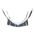 Hanging cat hammock with navy blue cat print and soft white fleece lining for cages - S / Blue Cat Thick Style
