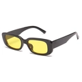 Retro rectangular sunglasses with thick black frames and transparent yellow lenses - Bright Black Frame/Yellow Lens