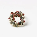 Christmas wreath napkin ring with gold finish and colorful rhinestones for holiday tables - Ancient Gold Wreath