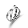 Brushed titanium steel anxiety ring with silver double rotating bands for meditation - Size 6 / Silver