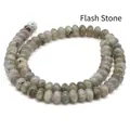 Detailed view of natural grey labradorite stone beads for DIY jewelry making - 4*6mm 1 Strand (Approx 90pcs) / Flash Stone (Labradorite)