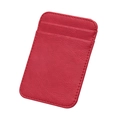 Vertical slim red PU leather card holder with multiple slots and reinforced stitching - Red