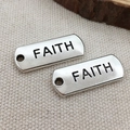 Antique silver rectangular alloy charm featuring FAITH engraving for DIY jewelry - Faith