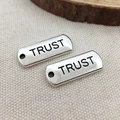 Antique silver TRUST engraved rectangular metal pendant charms for DIY jewelry - Trust