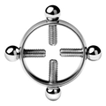 Primer plano de un anillo de pezón ajustable en acero plateado con tornillos de bola - Color Acero