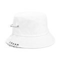 Cappello a secchiello bianco in cotone con cinque anelli di metallo e spilla da balia - Taglia unica / Bianco