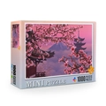 Mini 1000-piece puzzle featuring Mount Fuji, cherry blossoms, and pagoda landscape - Fireworks Atmosphere (66-013)