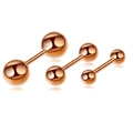 Rose gold stainless steel dumbbell barbell stud earrings in three various sizes - Rose Gold