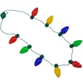 Festliche Weihnachtskette mit 9 bunten LED-Glühbirnen an einem grünen Kabel - 2-Draht 9-LED Birne Halskette