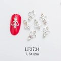 Silver alloy fleur-de-lis nail art charms with iridescent rhinestones in 7.5x12mm size - Silver Fleur-de-lis AB White Rhinestone Style (3734)