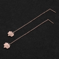 Rose gold maple leaf long tassel earrings in polished stainless steel for women - Wealth Leaf Maple (8342)