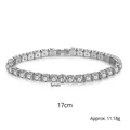 Classic silver tennis bracelet with square zircons, 17cm length and 5mm width - 5mm 17cm Silver (B19101009-5W2)