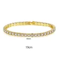 Single row 4mm tennis bracelet with round cubic zirconia in gold plated finish - 4mm 19cm Gold (B19101009-4K4)