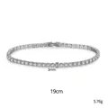 3mm Silbernes Tennisarmband mit Zirkonia aus Messing mit Klappverschluss - 3mm 19cm Silber (B19101009-3W4)