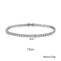 Silbernes einreihiges 3mm Tennisarmband mit weißen Zirkonia-Steinen, 17cm Länge - 3mm 17cm Silber (B19101009-3W2)