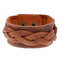 Pulsera vintage de cuero auténtico trenzado marrón para hombre con cierre de presión - Marrón Retro