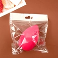 Pink teardrop makeup sponge made of hydrophilic polyurethane in clear bag - Beveled Shape (Individual Bag) / Rose Red