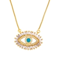 Collar choker Ojo Turco dorado con turquesa y circonitas radiantes - Ojo Azul con Pestañas
