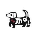 Skeleton dachshund enamel brooch with black base and white bone details for dog lovers - Dachshund Skeleton