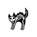 Gothische zwart-witte emaille broche met katten skelet en gebogen rug ontwerp - Katzenskelet met Gebogen Rug (CC1043)