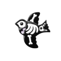 Gothic punk style swallow brooch featuring a black bird with white skeleton patterns - Flying Bird Skeleton