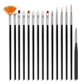 Professional 15-piece black nail art brush set for painting and dotting detailing - Black