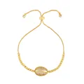 Verstelbare gouden schelparmband met schitterende zirkonia micropavé kristallen - Stijl B-Schelphanger