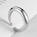Minimalist wide band silver open ring with a polished glossy finish for women - Adjustable Open / Platinum
