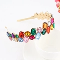 Baroque style golden headband with colorful rhinestones and mixed gemstones - Style 04-Gold