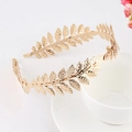 Golden laurel leaf headband made of metal for elegant baroque hair styling - Leaf-Gold