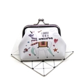 Detail of cute llama unicorn coin purse with kiss-lock closure and fabric texture - Alpaca No. 4