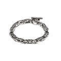 Vintage punk stainless steel bracelet with engraved silver charms and T-bar toggle clasp - Gothic Carved T-Bar Clasp Style (KB120776-BD)