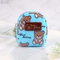 Portamonete in pelle PU azzurro con orsetti britannici e ciondolo con perla - Azzurro