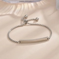 Poliertes Silber-Edelstahl-Armband mit verstellbarer Schiebekette für Damen und Herren - Kinder / Stahlfarbe
