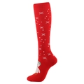 Calcetines de compresión navideños rojos con copos de nieve y dibujo de muñeco nieve - S/M / Muñeco de Nieve con Base Roja
