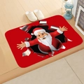 Macro detail of red Christmas mat featuring a 3D Santa Claus design on a room floor - 15 / 50*80cm