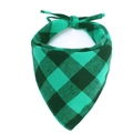 Close-up of green and black plaid cotton pet bandana with tie-knot design for dogs - One Size / Green & Black Plaid