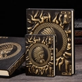 Vintage brown PU leather A5 notebook with embossed Indian portrait and retro carved pattern - A5 / Antique Bronze