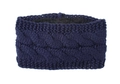 Nahaufnahme eines marineblauen Strickstirnbands mit weichem schwarzem Fleecefutter für Winter - Marineblau