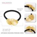 Schwarzes elastisches Haargummi mit zwei gelben Acetat-Herzen im minimalistischen Stil - Gelb