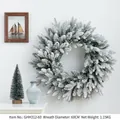 Frosted 60cm Christmas wreath with white flocked snow and pine needles decoration - 60cm Mixed Leaves Snow Flocked Wreath Style D