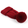 Gorro de punto rojo oscuro para niños y adultos con un detalle de pompón suave a juego - Niños / Burdeos