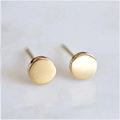 Titanium steel gold round stud earrings with a brushed metallic texture finish - Round / Gold