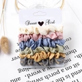 Detail of 6-piece satin scrunchies set in candy colors on a Sweet Girl display card - Glossy Cotton Bright Colors 6-Pack