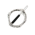 Pasador de pelo irregular de plata martillada con textura circular y clip antideslizante - Plateado